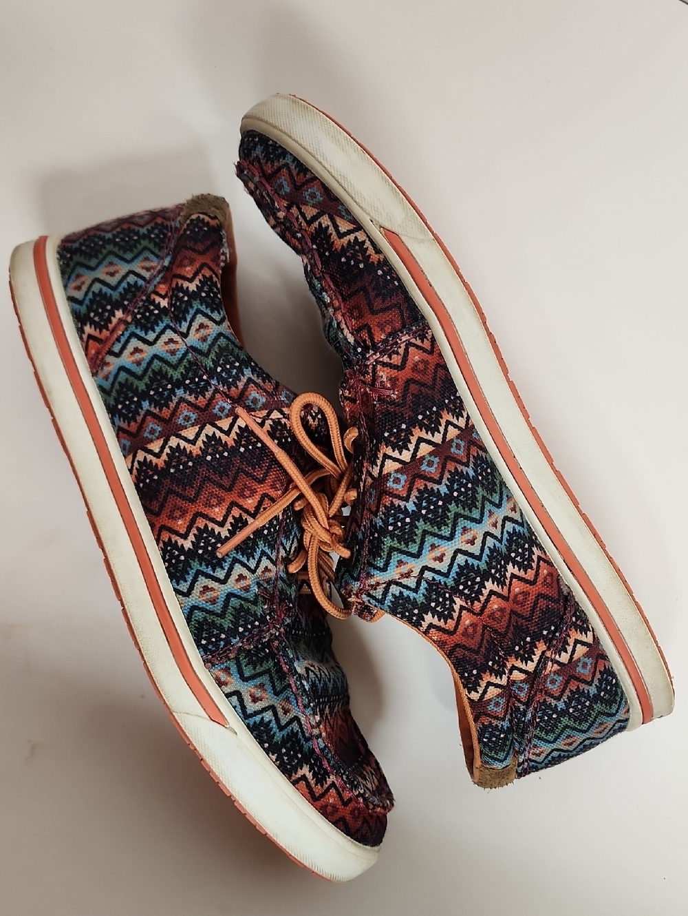 Twisted X Hooey Aztec-Pattern Canvas Sneakers - Orange/Blue Size 8.5M - Picture 2 of 13
